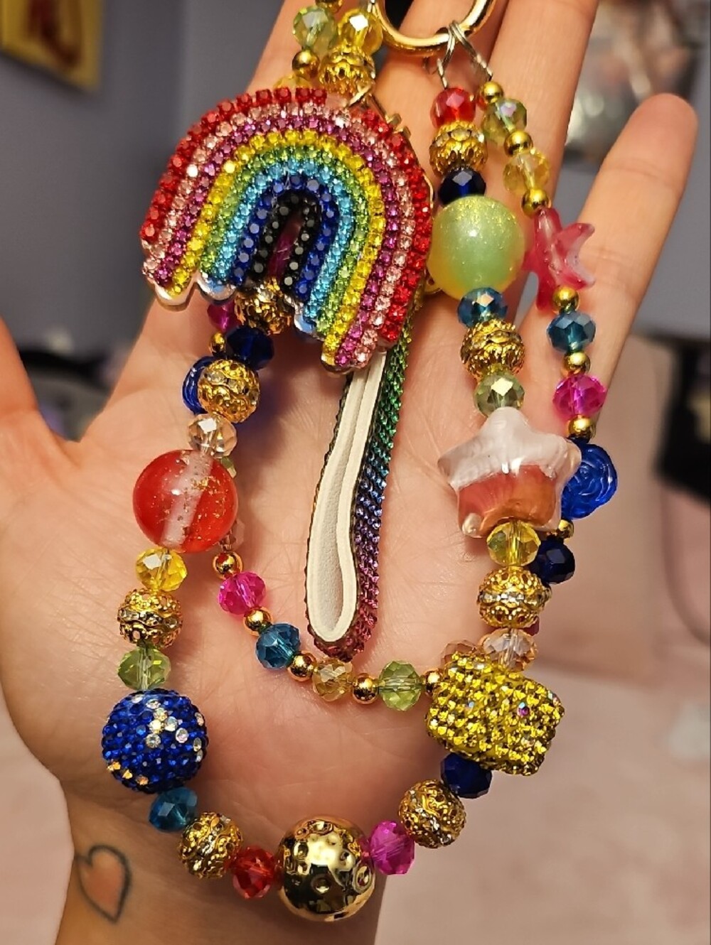 Multicolor Crystal Rainbow Purse Charm - Picture 2 of 5